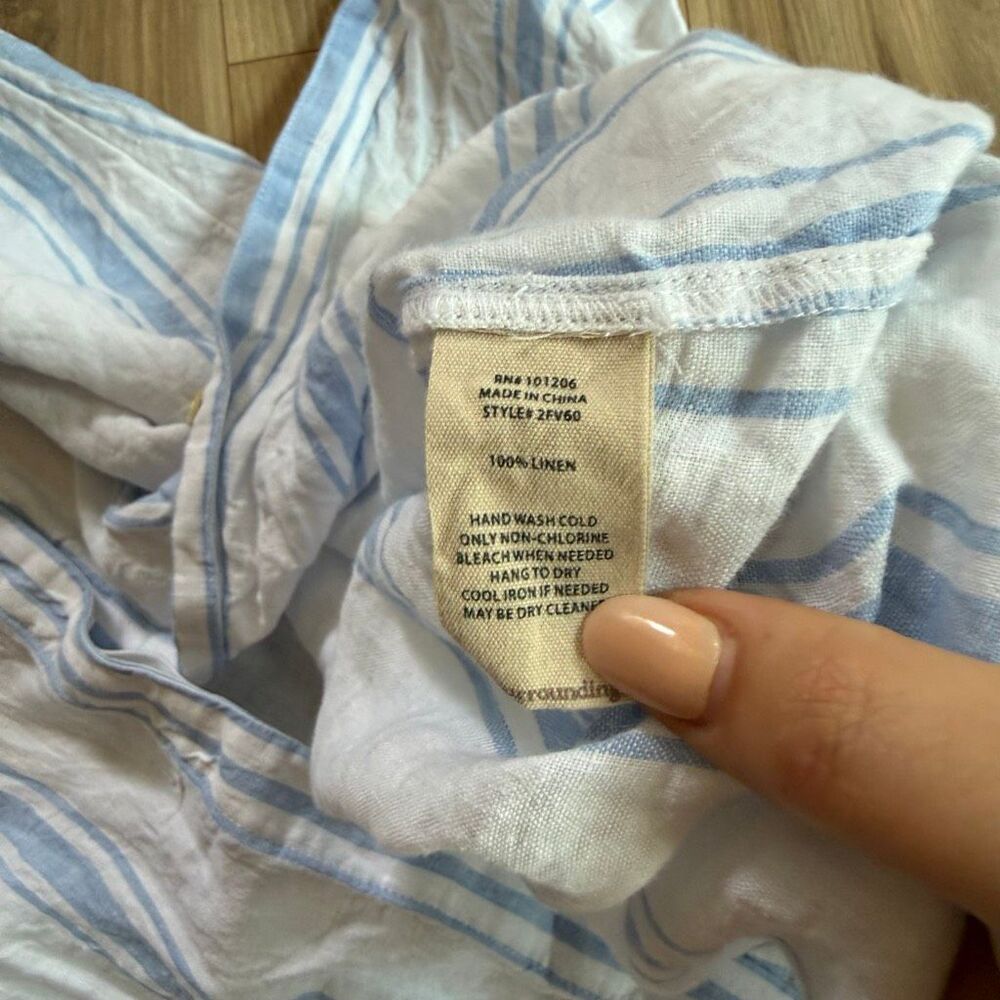 Soft Surroundings Womens Blue White Striped Adalia Linen Shirt Dress Size Medium - Picture 5 of 10